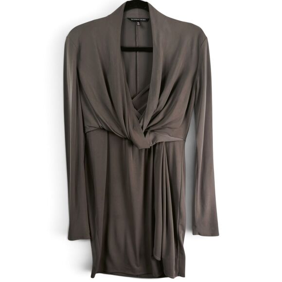 Victoria's Secret Dresses & Skirts - victoria's secret brown draped wrap front mini dress medium long sleeve stretchy